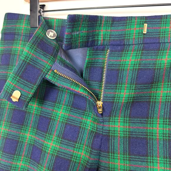 VINEYARD VINES Women's Toboggan Tartan Ankle Pant Blue Green Plaid Wool Size 8 - Picture 3 of 7